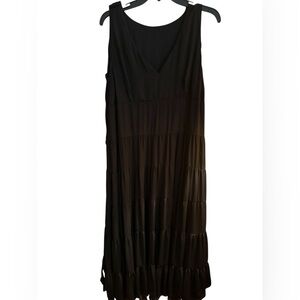 G.I.L.I. Black Tiered Sleeveless Maxi Dress | Size L